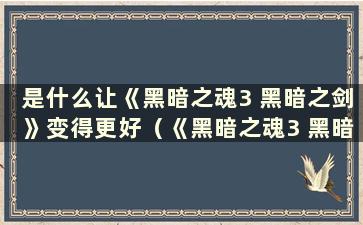 是什么让《黑暗之魂3 黑暗之剑》变得更好（《黑暗之魂3 黑暗之剑》要求）